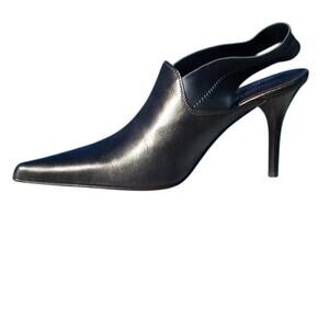 Donald Pliner Metallic Pewter Leather Boot Shoe New Satin Elastic Pump NWT $345